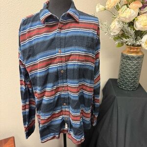 American Threads Striped Flannel Button-Up Shirt | Men’s Large